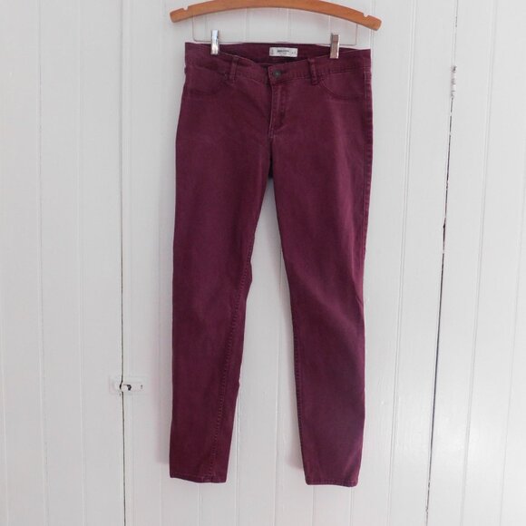 🦌 Abercrombie & Fitch Maroon Skinny Jeans Size 8 W29 - Picture 1 of 12